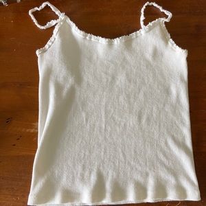 John Galt White Skylar Scallop Tank Top